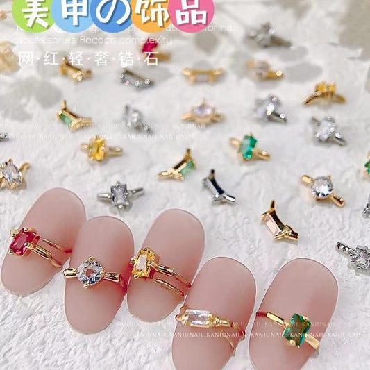 Nail art ring  zircon jewelry set with crystal diamond 10PCS