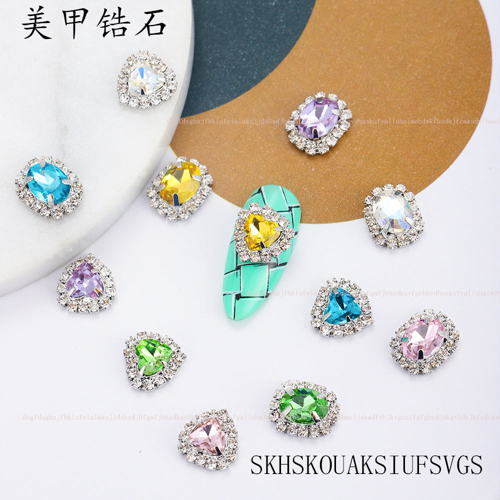 luxury gemstone diamond nail diamond crystal  love diamond DIY  nail flash diamond wholesale  10PCS