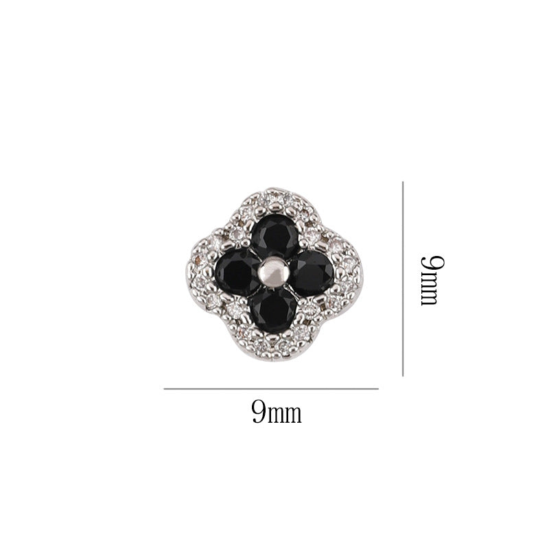 Four-leaf clover manicure, nail zirconium diamond light luxury super flash nail decoration wholesale 10PCS