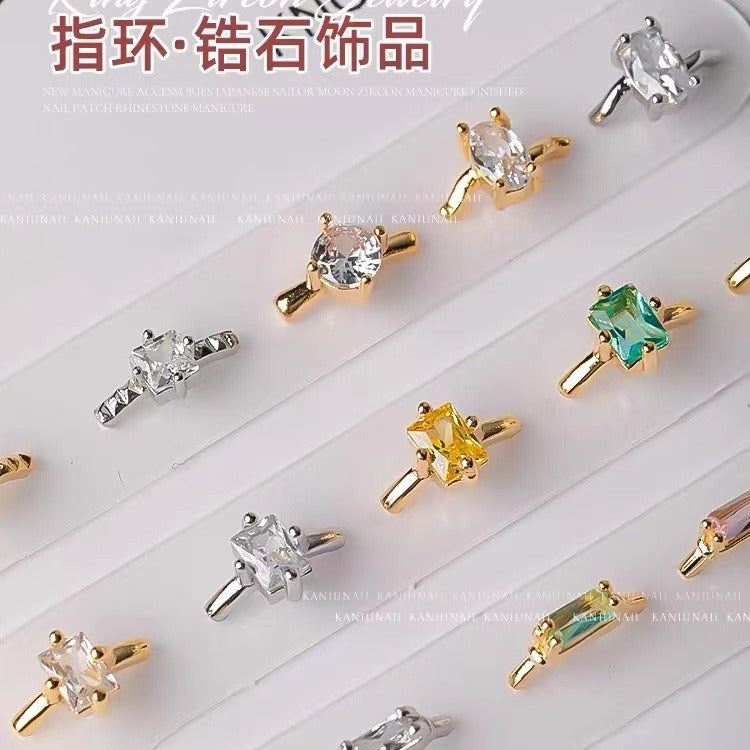 Nail art ring  zircon jewelry set with crystal diamond 10PCS