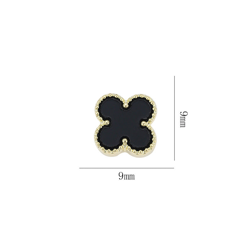 Black and white four-leaf clover love imitation shell flower nail drill accessories 20PCS