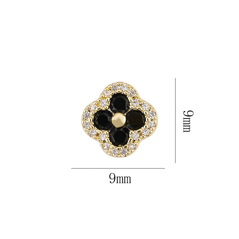 Four-leaf clover manicure, nail zirconium diamond light luxury super flash nail decoration wholesale 10PCS