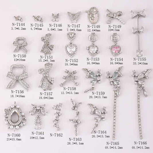 Nail jewelry diamond jewelry flash light luxury nail art zircon diamond super flash love nail decoration bow 10PCS