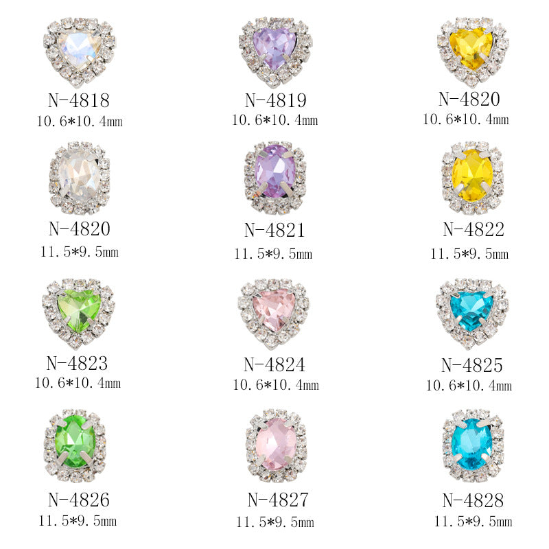 luxury gemstone diamond nail diamond crystal  love diamond DIY  nail flash diamond wholesale  10PCS