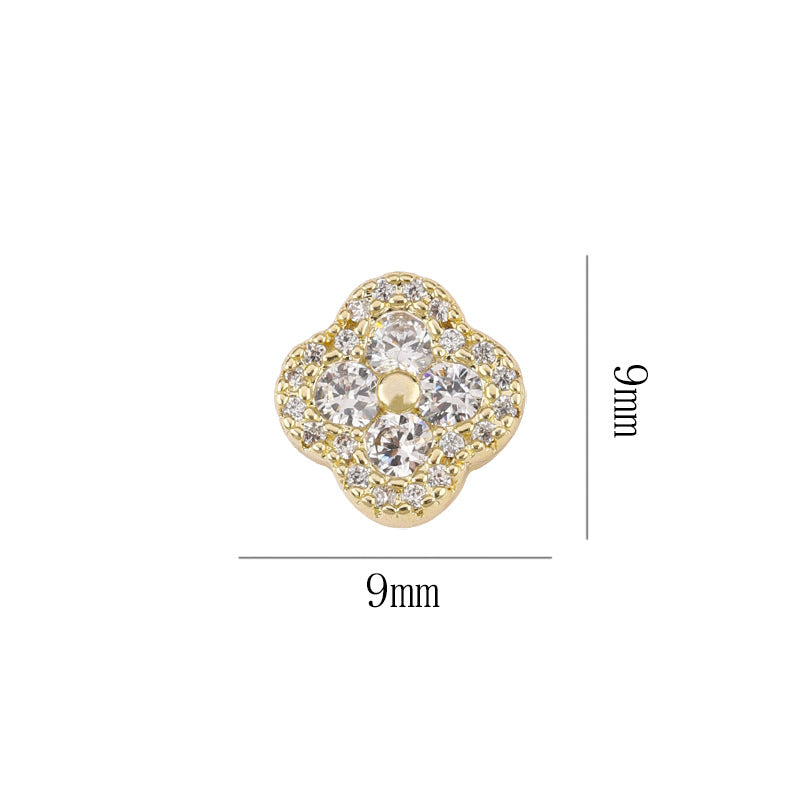 Four-leaf clover manicure, nail zirconium diamond light luxury super flash nail decoration wholesale 10PCS