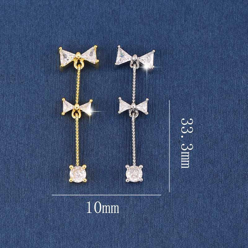 Nail jewelry diamond jewelry flash light luxury nail art zircon diamond super flash love nail decoration bow 10PCS