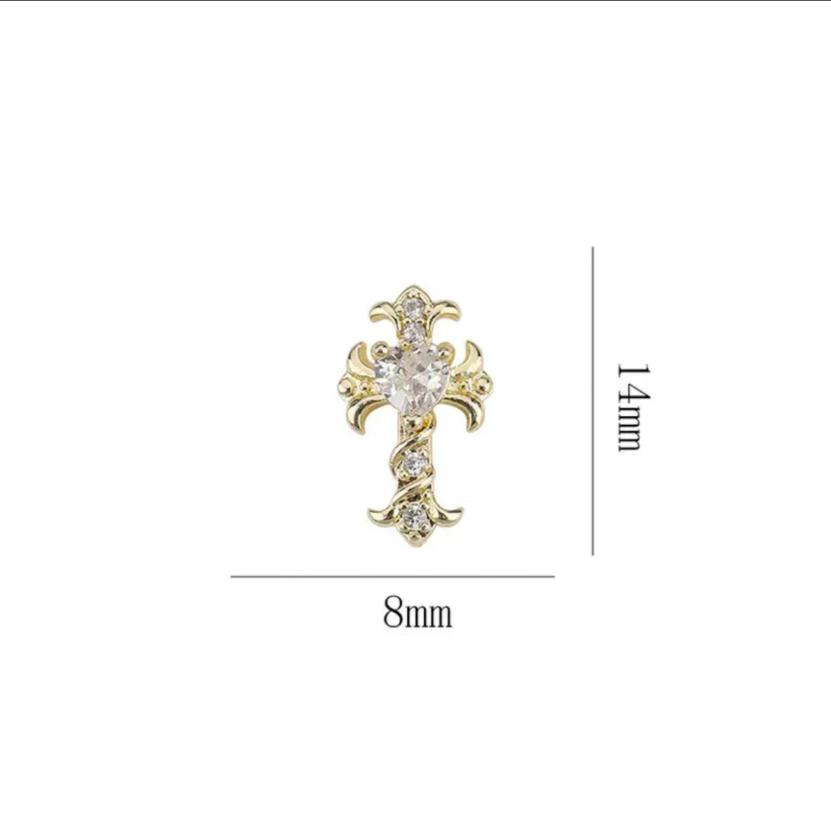 Cross-border hot-selling nail jewelry cross gold and silver super flash full diamond retro Croxin cross nail diamond jewelry 10PCS