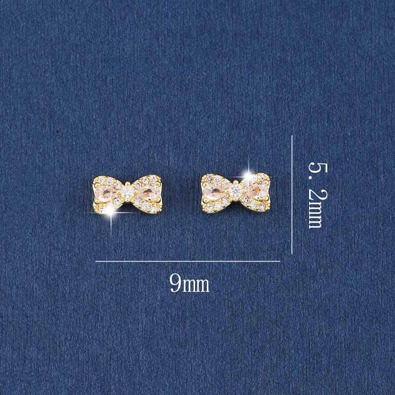 Nail jewelry diamond jewelry flash light luxury nail art zircon diamond super flash love nail decoration bow 10PCS