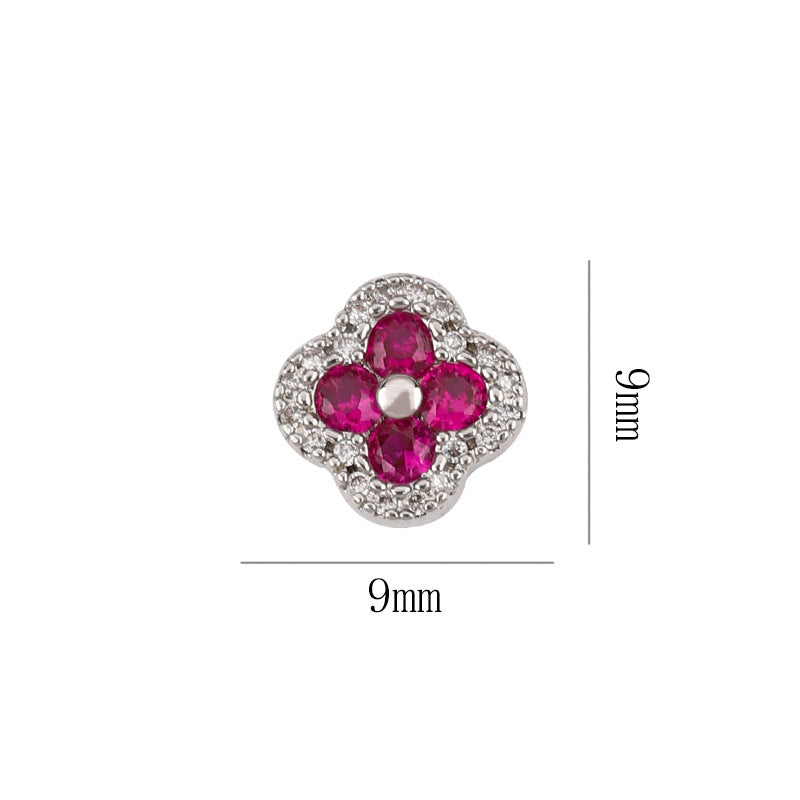 Four-leaf clover manicure, nail zirconium diamond light luxury super flash nail decoration wholesale 10PCS