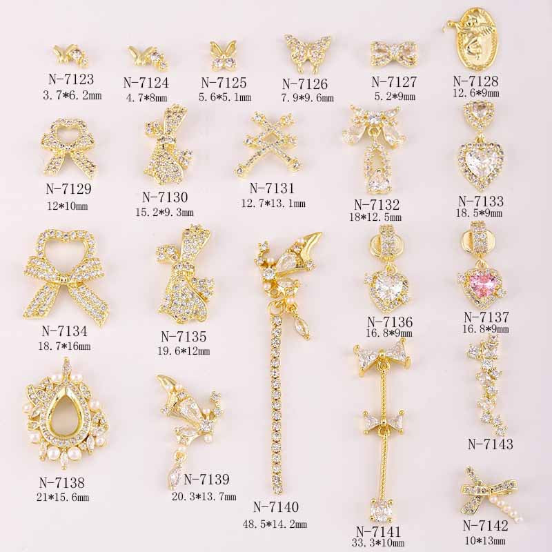 Nail jewelry diamond jewelry flash light luxury nail art zircon diamond super flash love nail decoration bow 10PCS