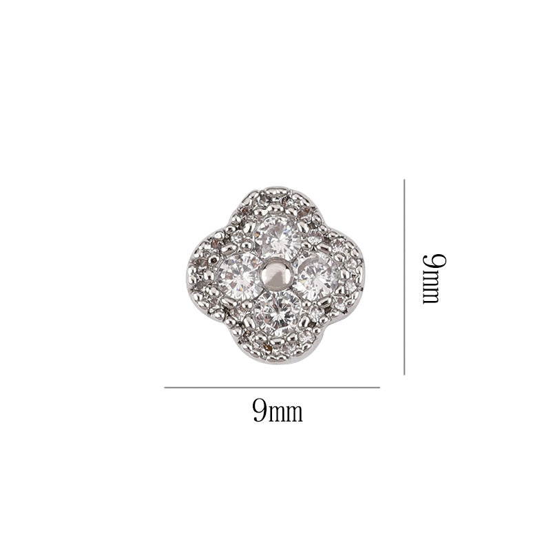 Four-leaf clover manicure, nail zirconium diamond light luxury super flash nail decoration wholesale 10PCS