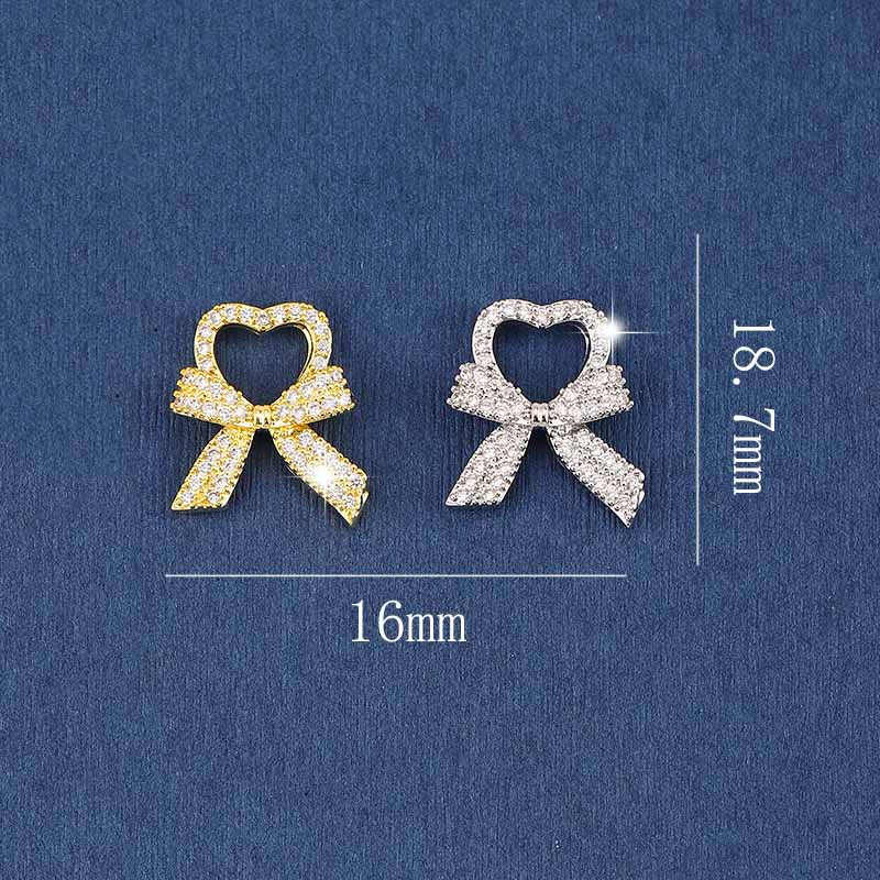 Nail jewelry diamond jewelry flash light luxury nail art zircon diamond super flash love nail decoration bow 10PCS