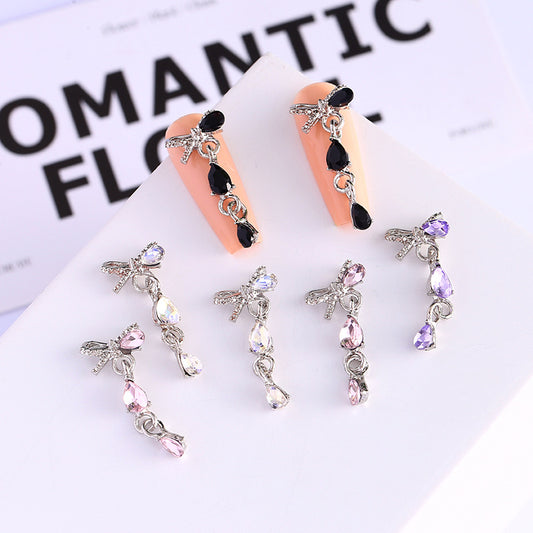 New popular nail art tassel butterfly alloy diamond nail art jewelry nail