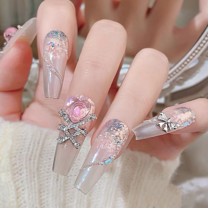 Nail jewelry diamond jewelry flash light luxury nail art zircon diamond super flash love nail decoration bow 10PCS