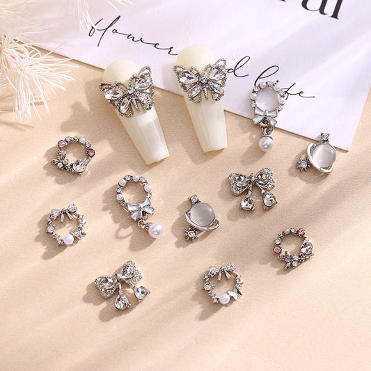 Japan and South Korea new products bow wreath pearl pendant nail accessories DIY jewelry wholesale