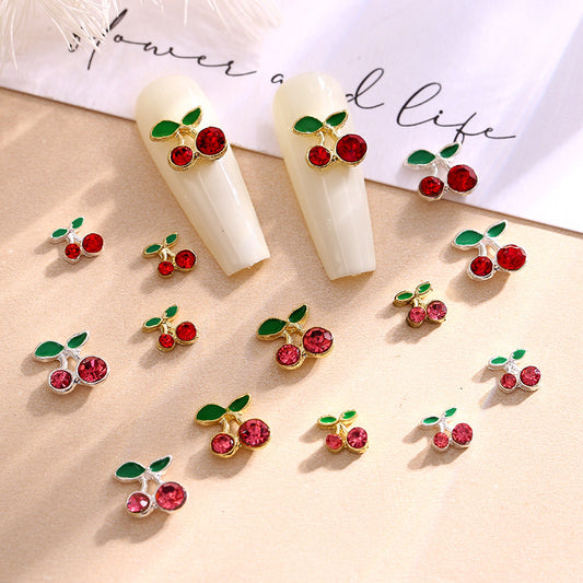 Cross-border new nail art cherry alloy jewelry